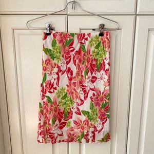 Tommy hilfiger Pink Green floral skirt Lined pull on Elastic waist band women XS